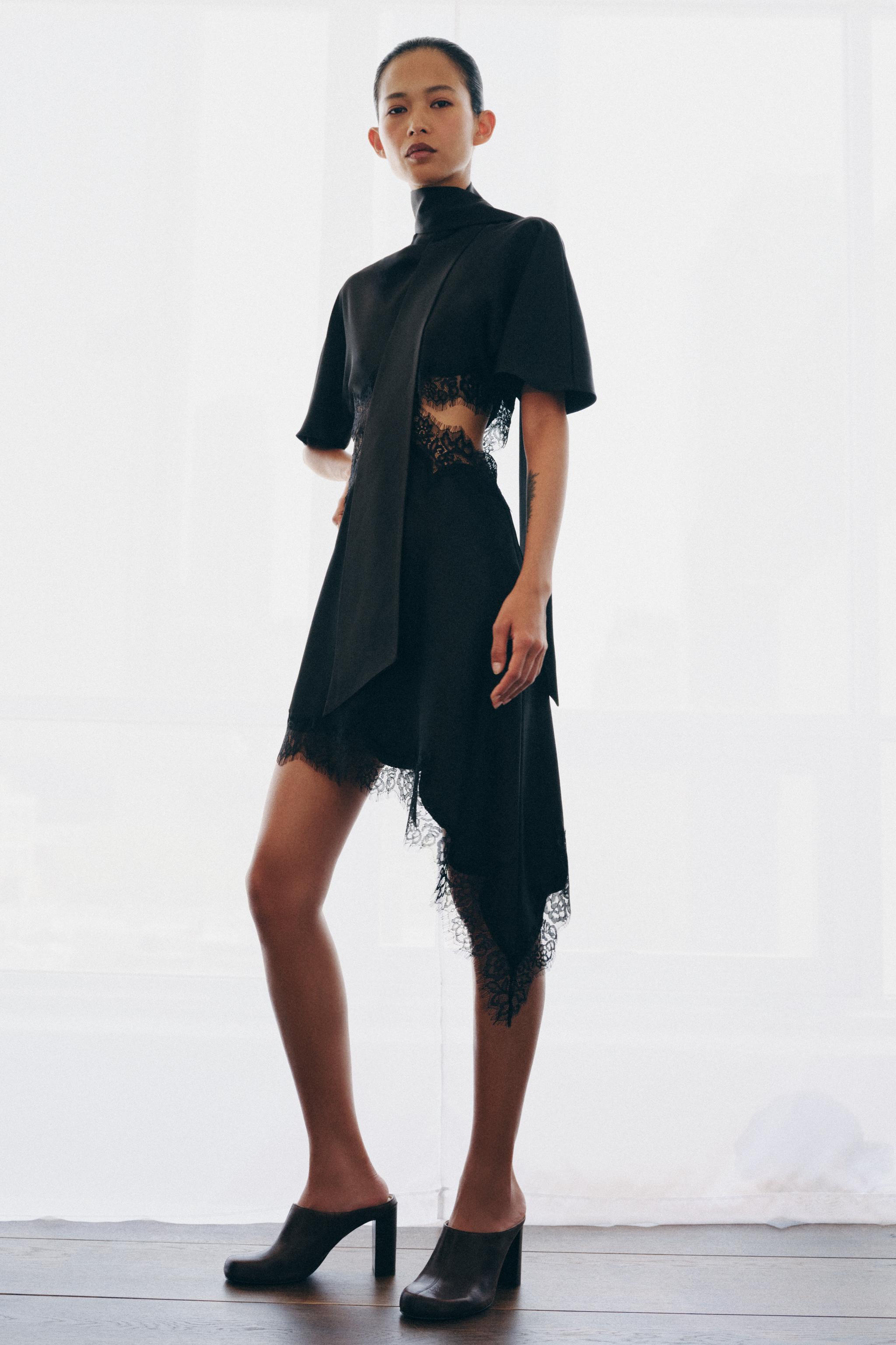 SATIN EFFECT LACE DRESS ZW COLLECTION